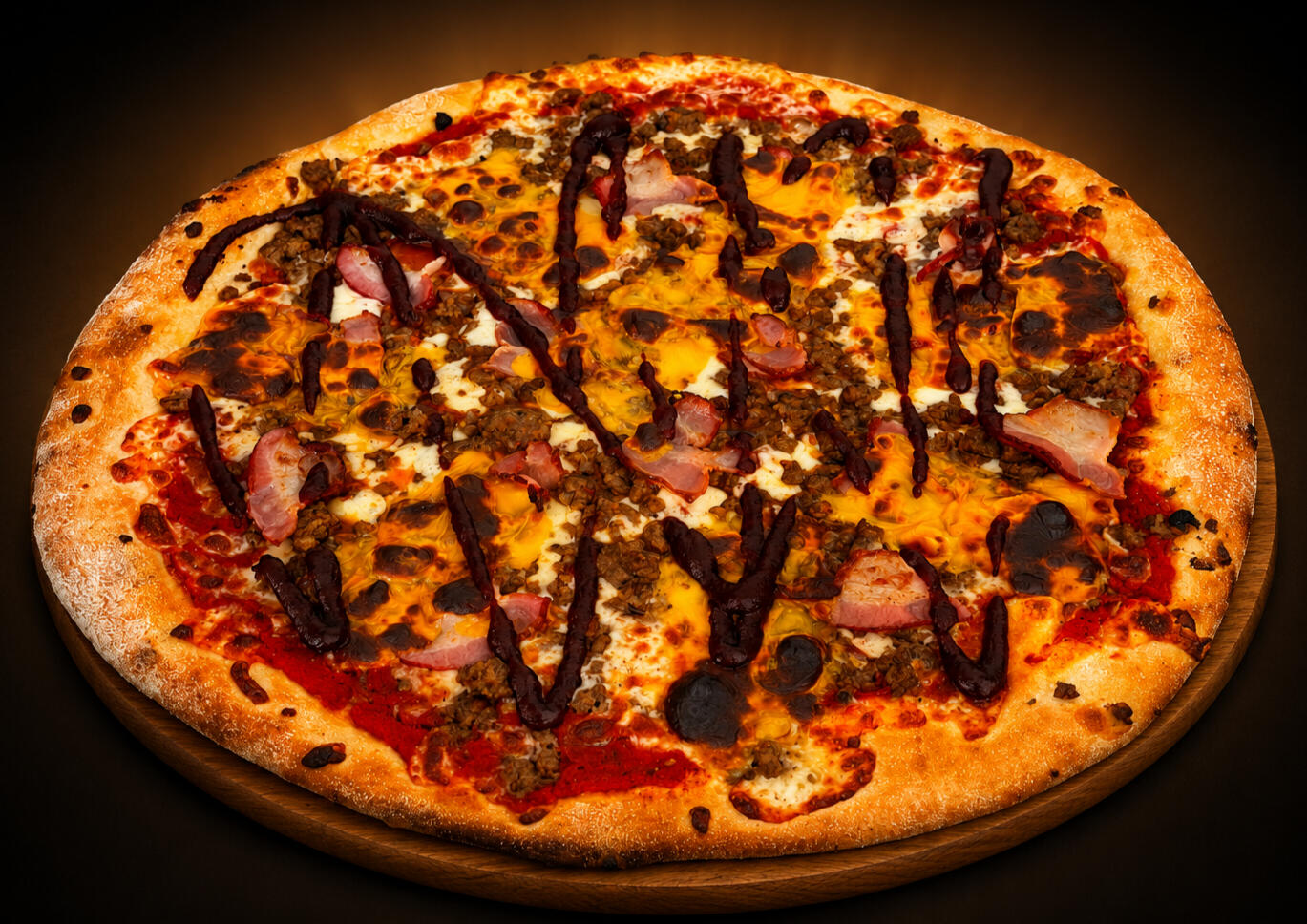 Pizza Burger de Casa Pizza à Venarey-les-Laumes, bœuf, cheddar, lard et sauce barbecue
